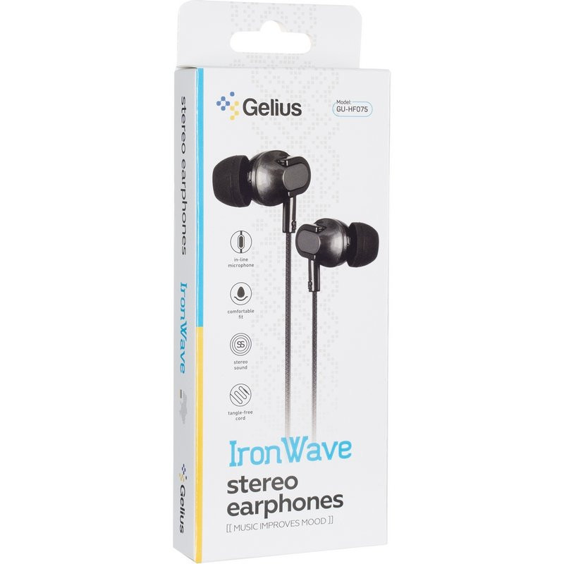 Вакуумные наушники Gelius Ultra Iron Wave GU-075 (3.5 Jack) (черные)