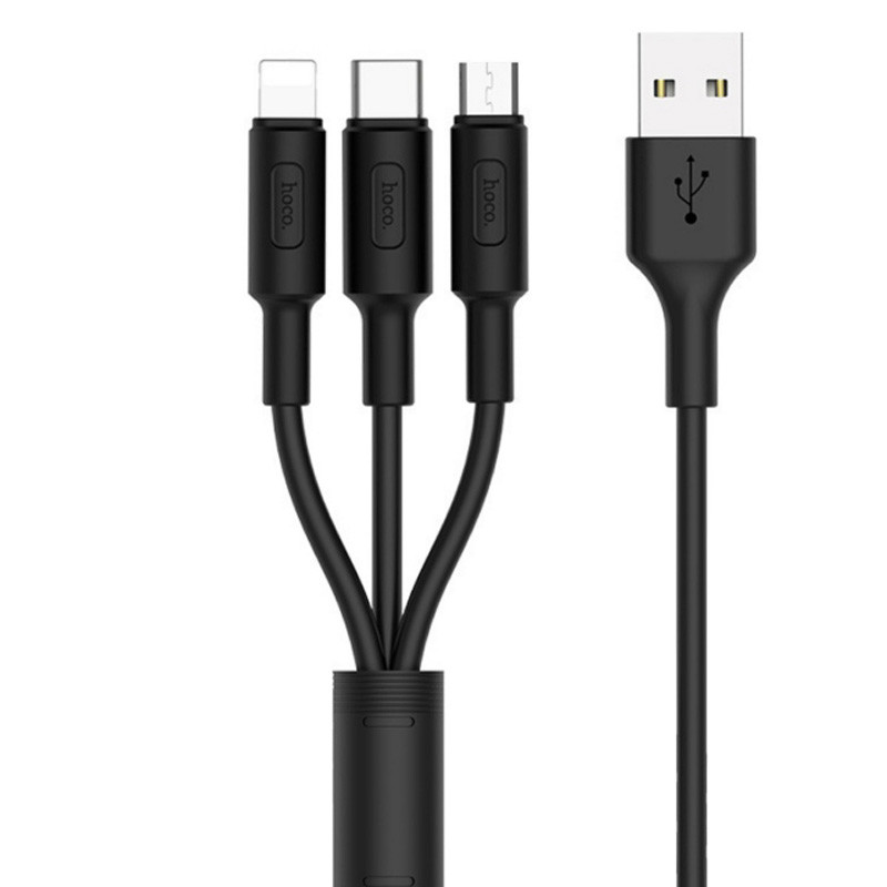 Кабель USB Hoco X25 3in1 Lightning, micro, type-c Три в одном