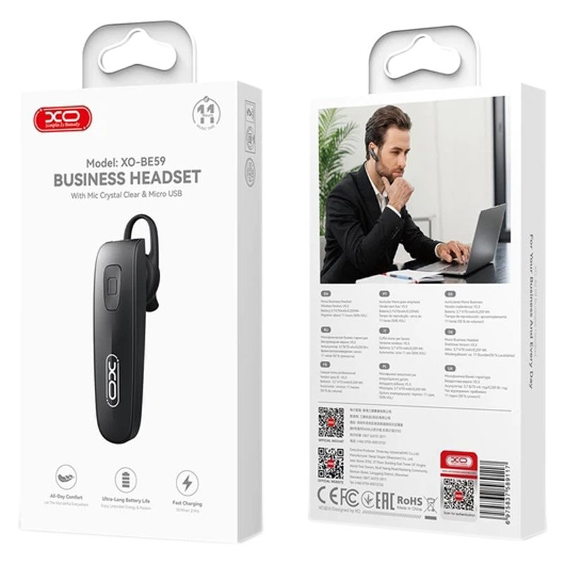 Гарнитура Bluetooth XO BE59 (черная)