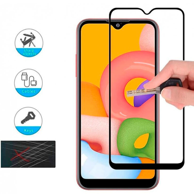 Защитное стекло для Samsung Galaxy A01 (A015) / Samsung M01 (M015) 3D Черный