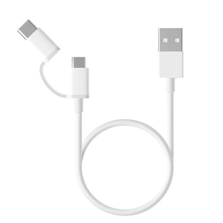 Кабель Xiaomi 2 in 1 MicroUSB/Type-C to USB Quick Charging Белый