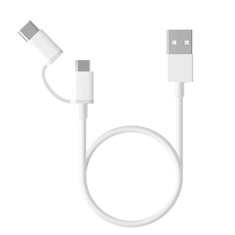 Кабель Xiaomi 2 in 1 MicroUSB/Type-C to USB Quick Charging Белый