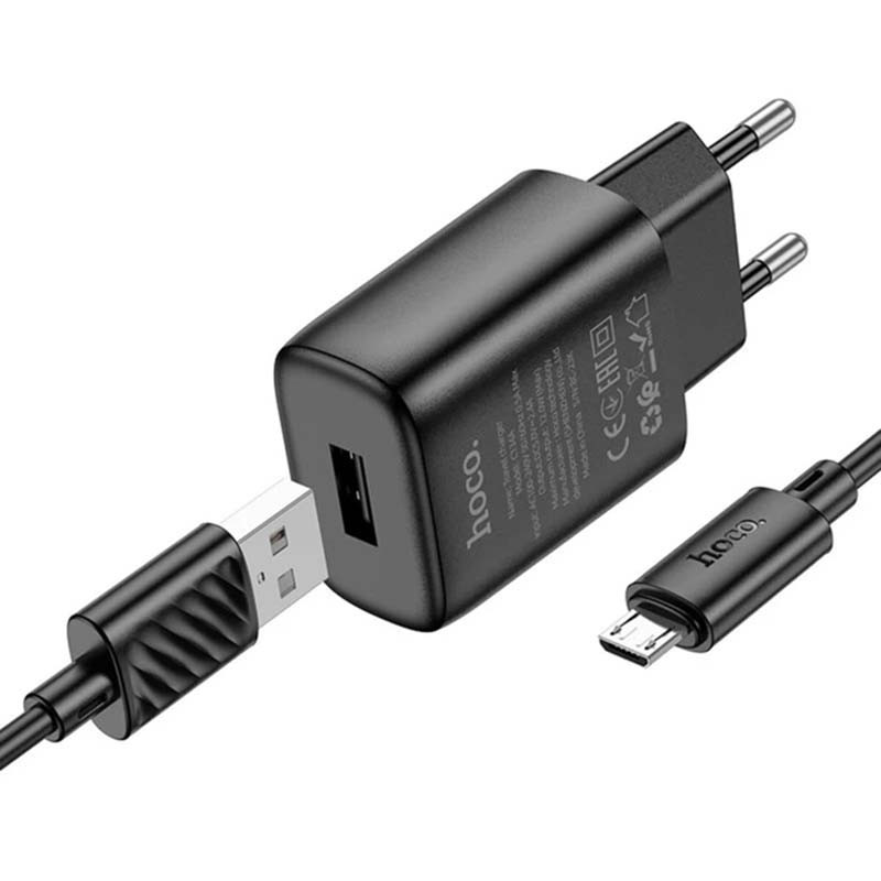 Сетевое зарядное устройство Hoco C134A (2.4A) с кабелем MicroUSB