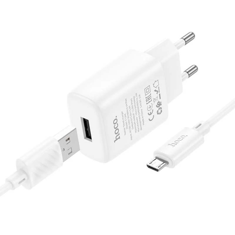 Сетевое зарядное устройство Hoco C134A (2.4A) с кабелем MicroUSB