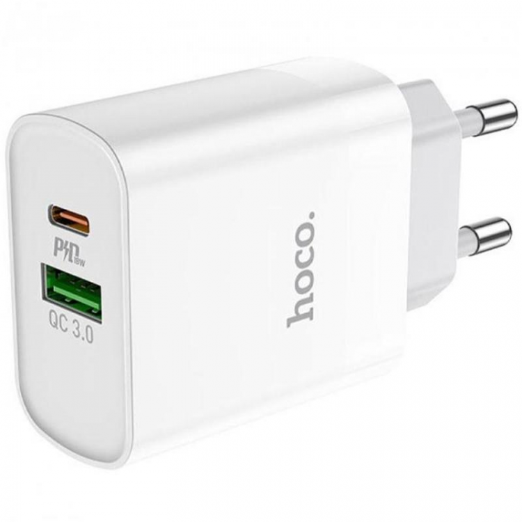 Сетевое зарядное устройство USB + Type-C Hoco C80A 20W QC3.0