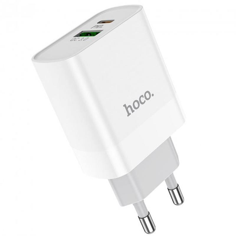 Сетевое зарядное устройство USB + Type-C Hoco C80A 20W QC3.0