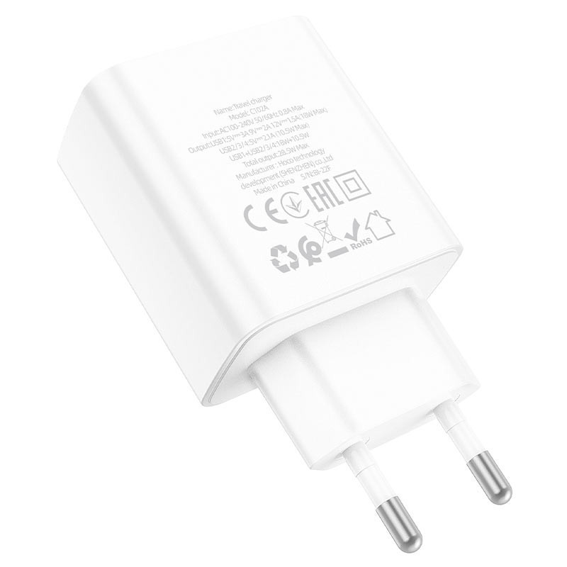 Сетевое зарядное устройство Hoco C102A Fuerza 28.5 Вт (4 USB+QC3.0)