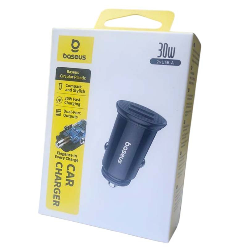Автомобильное зарядное устройство Baseus Circular Plastic 2USB 30W
