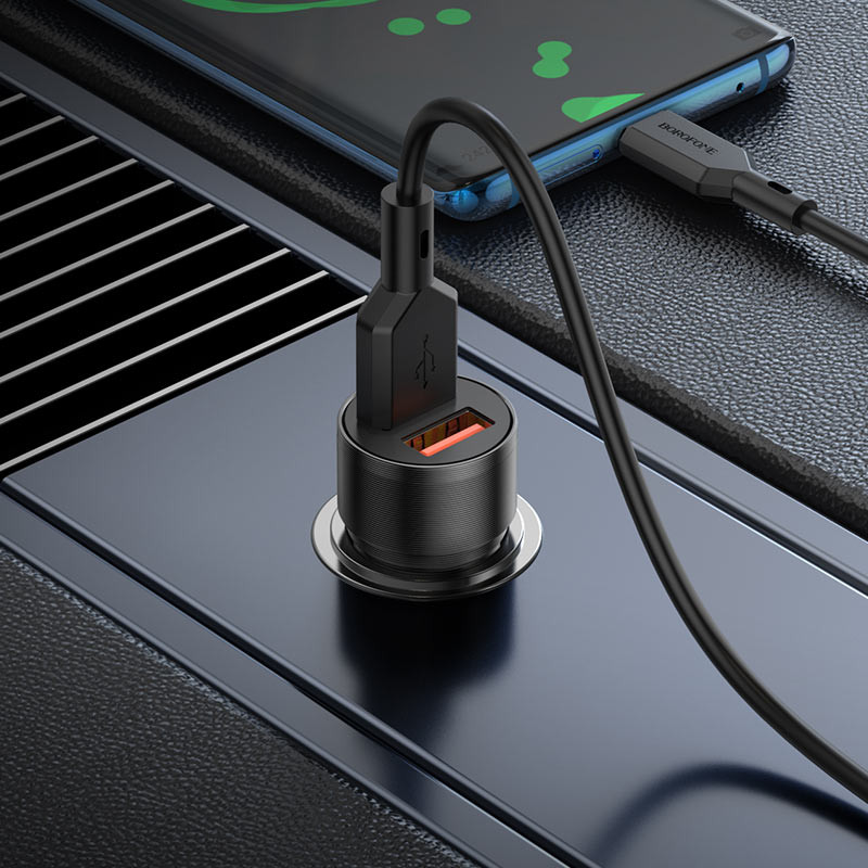 Автомобильное зарядное устройство Borofone BZ19 Wisdom (2USB/2.4A) с кабелем Type-C (черный)