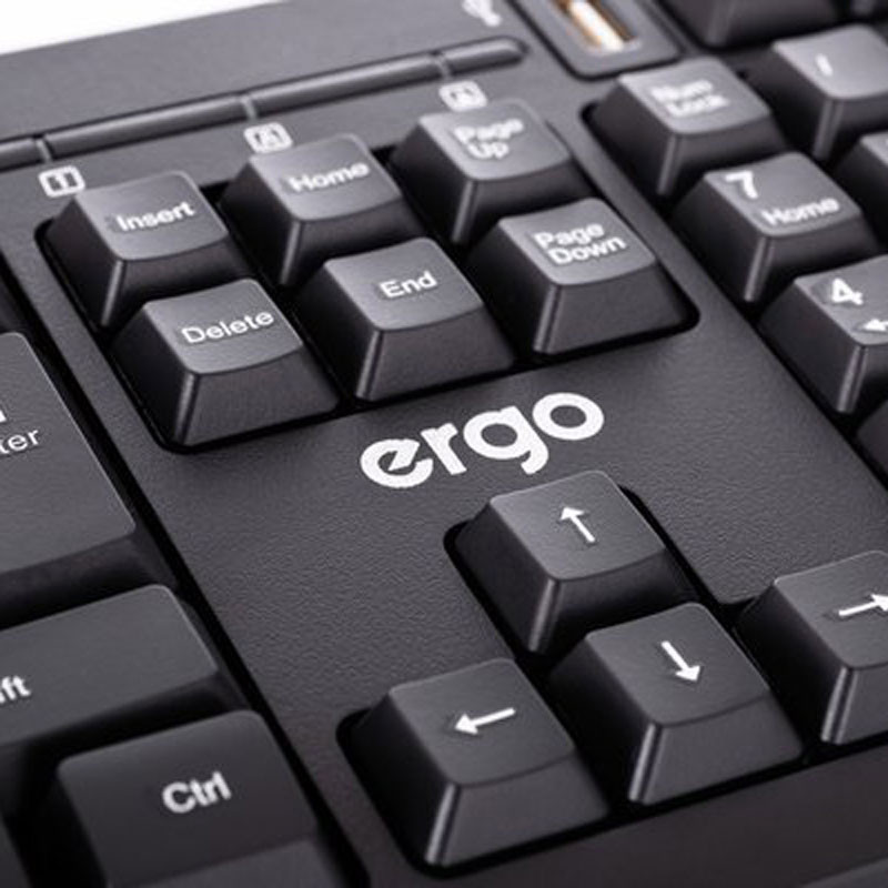 Клавиатура ERGO K-280HUB + (USB) (черный)