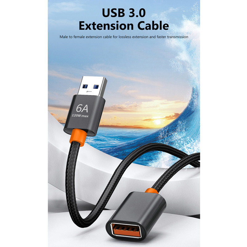 Кабель-удлинитель высокоскоростной передачи данных USB 3.0 6A для ПК, камеры, ТВ 1,5 м