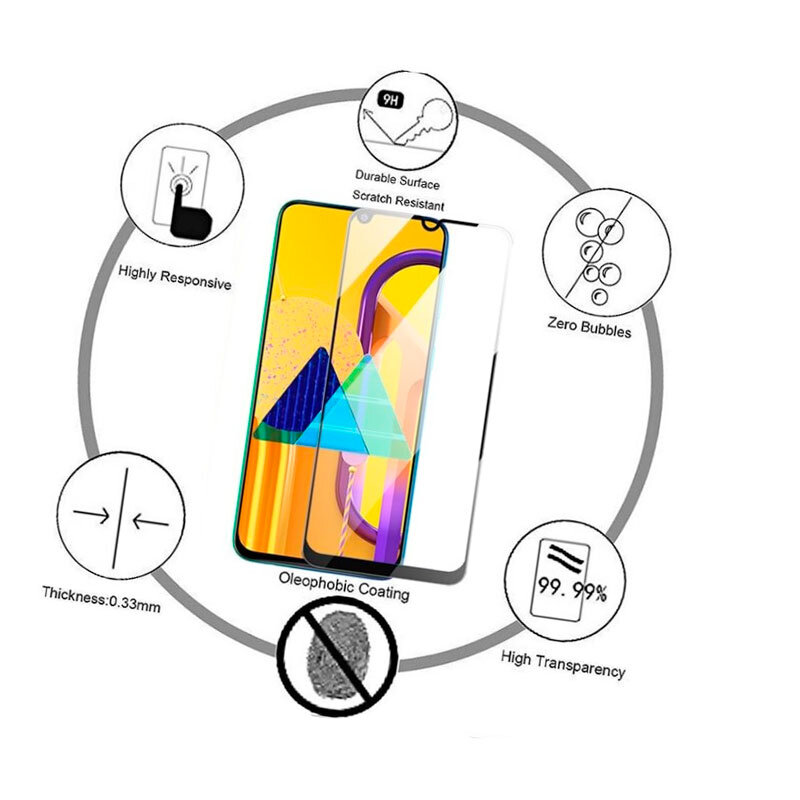 Защитное стекло для Samsung M30s / M21 Galaxy M307/M215 (2019) 3D Черный