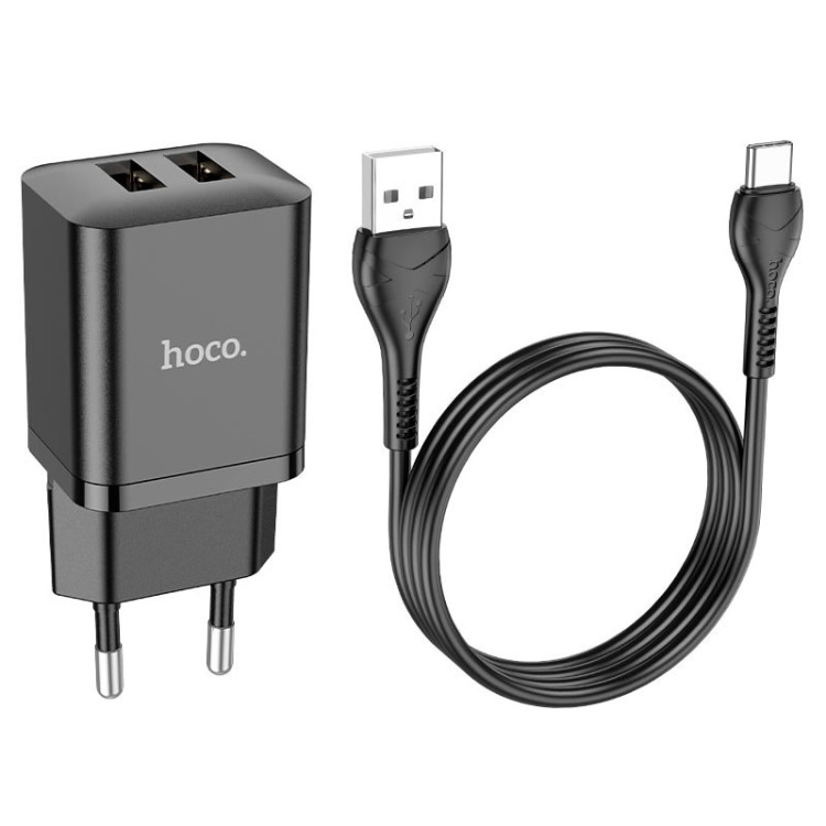 Сетевое зарядное устройство Hoco C141A 2USB 2.1A с кабелем Type-C Сетевое зарядное устройство Hoco C141A 2USB 2.1A с кабелем Type-C
