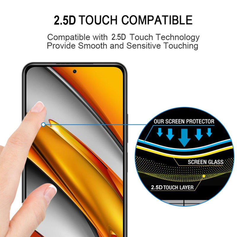 Захисне скло для Xiaomi Poco F3 3D Glass 9H Чорний