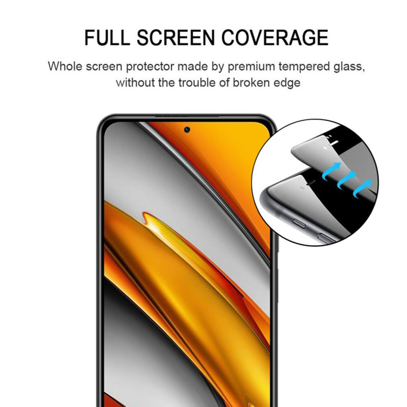 Захисне скло для Xiaomi Poco F3 3D Glass 9H Чорний