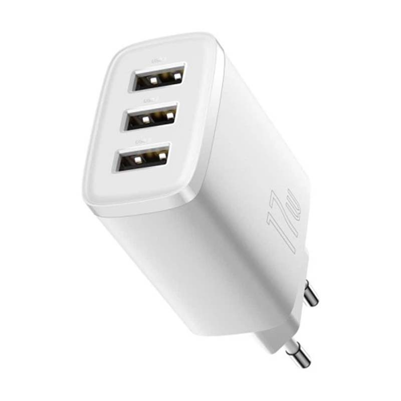 Мережевий зарядний пристрій Baseus Compact Charger 3 USB 17W (чорний)