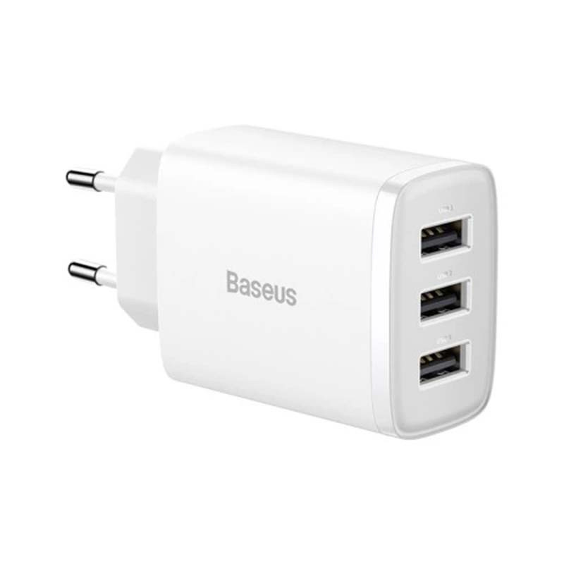 Мережевий зарядний пристрій Baseus Compact Charger 3 USB 17W (чорний)