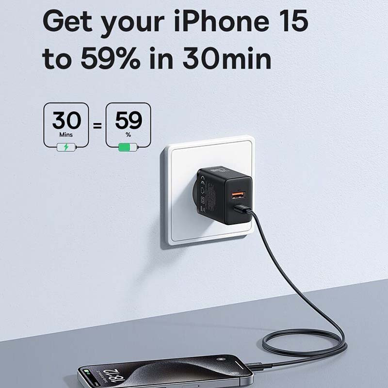 Сетевое зарядное устройство Baseus Cube Type-C + USB (20 Вт) (белый)