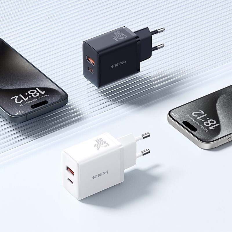 Сетевое зарядное устройство Baseus Cube Type-C + USB (20 Вт) (белый)