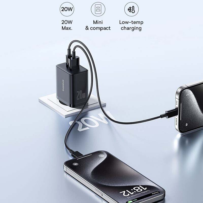 Сетевое зарядное устройство Baseus Cube Type-C + USB (20 Вт) (белый)