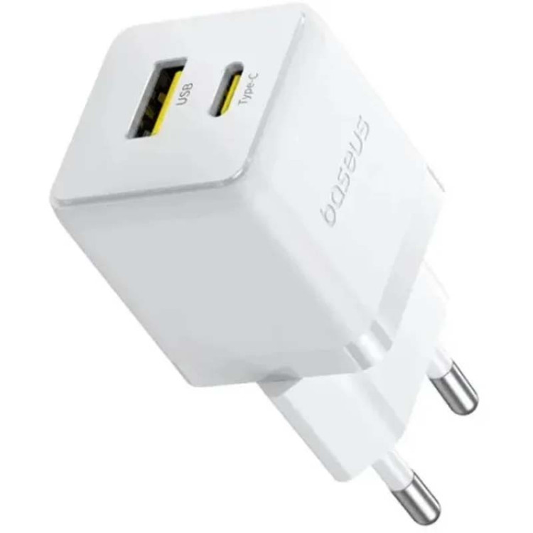 Сетевое зарядное устройство Baseus Palm Type-C + USB (20 Вт) (белый)