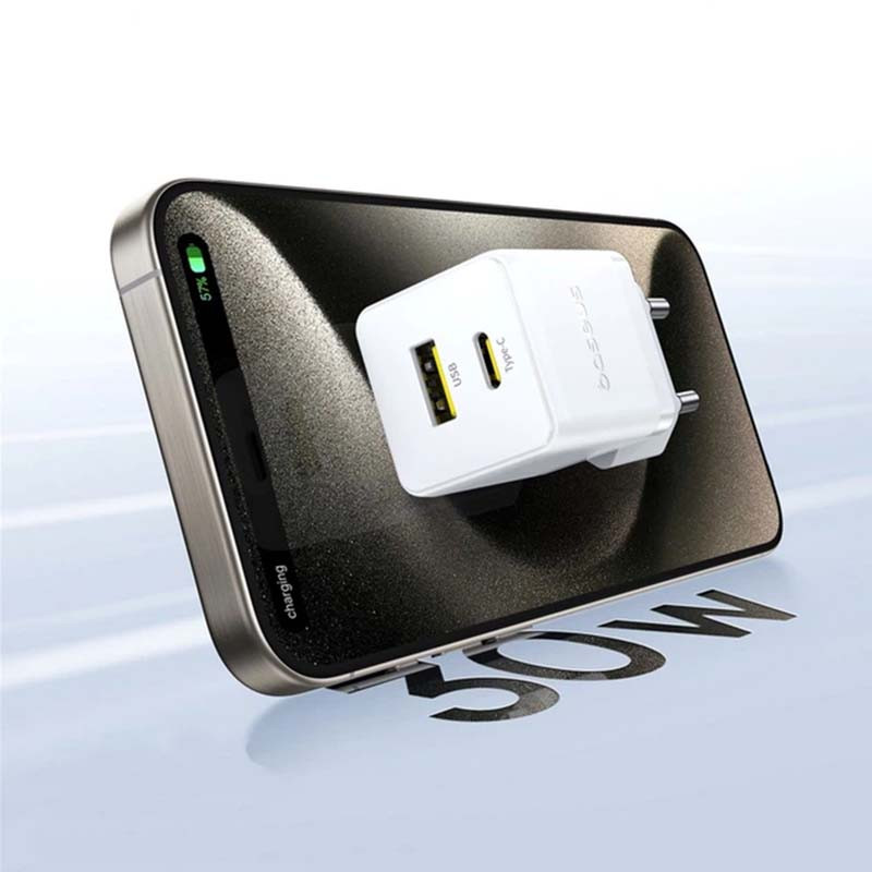Сетевое зарядное устройство Baseus Palm Type-C + USB (30 Вт) (белый)
