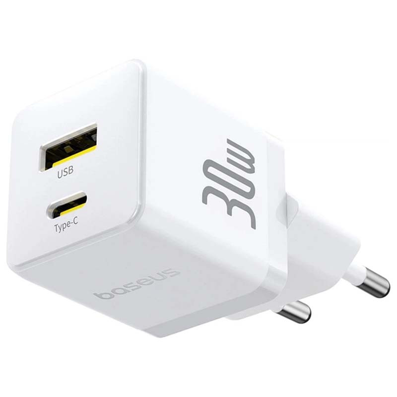 Сетевое зарядное устройство Baseus Palm Type-C + USB (30 Вт) (белый)