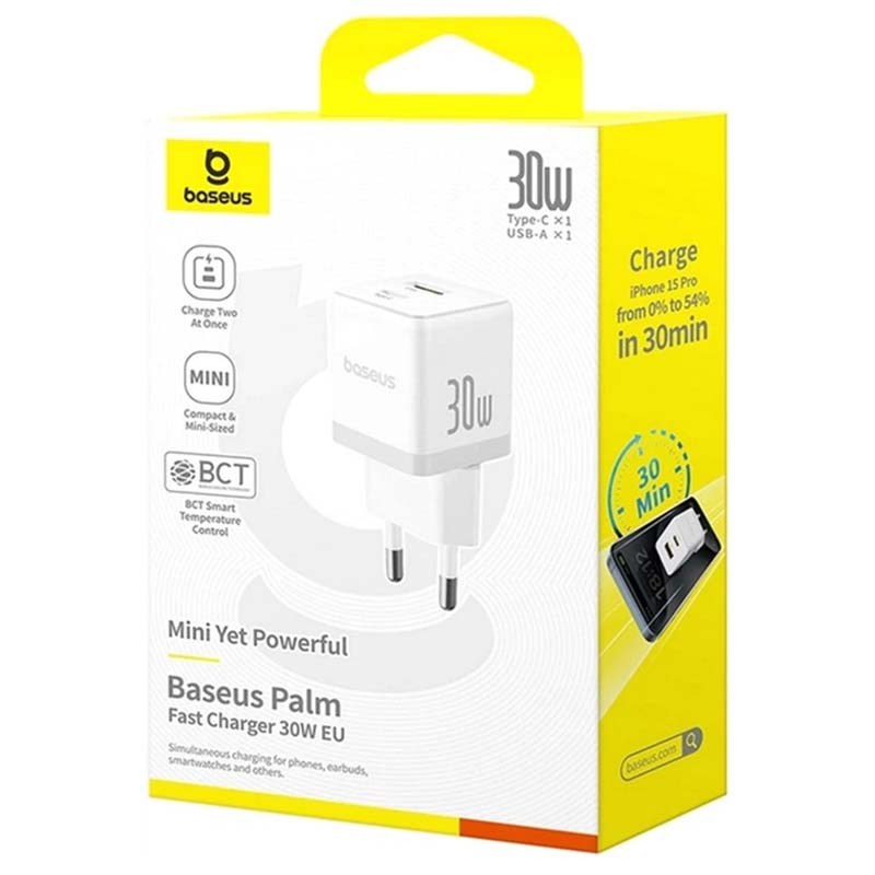Мережевий зарядний пристрій Baseus Palm Type-C + USB (30 Вт) (чорний)