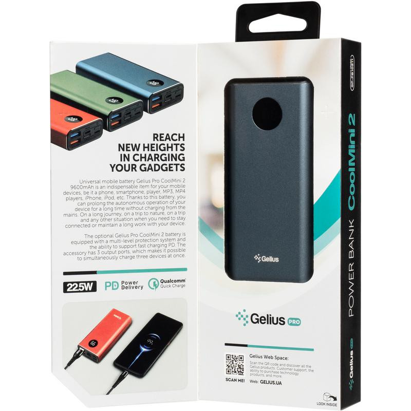 Внешний аккумулятор Gelius Pro CoolMini 2 PD GP-PB10-211 9600mAh (12 мес)