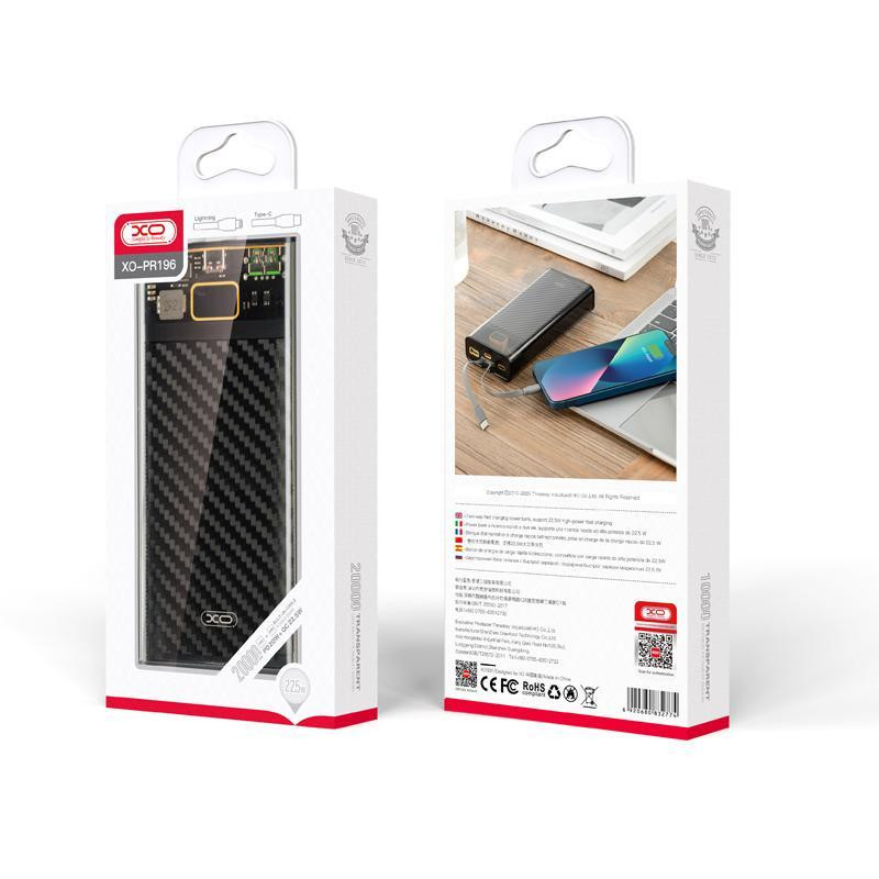 Внешний аккумулятор XO PR196 20000 mAh (PD 20w + QC 22.5W)