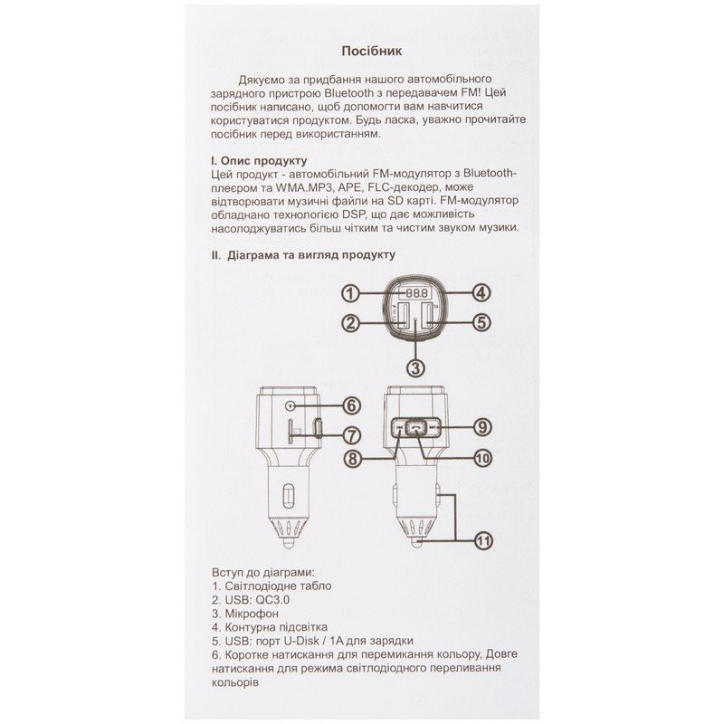 FM модулятор Gelius Pro RGB-QC GP-FMT040
