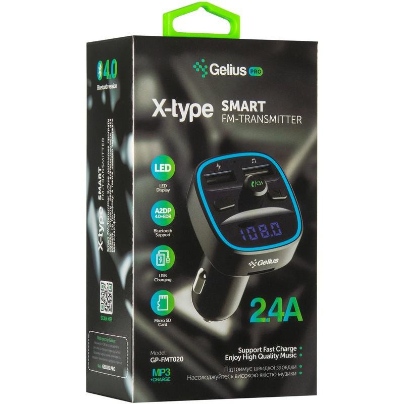 FM-модулятор для автомобіля Gelius Pro X-Type 2.4A Чорний