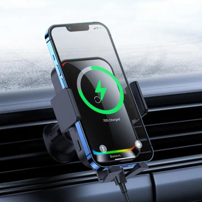 Автомобильный держатель для телефона Baseus с беспроводной зарядкой 15W 