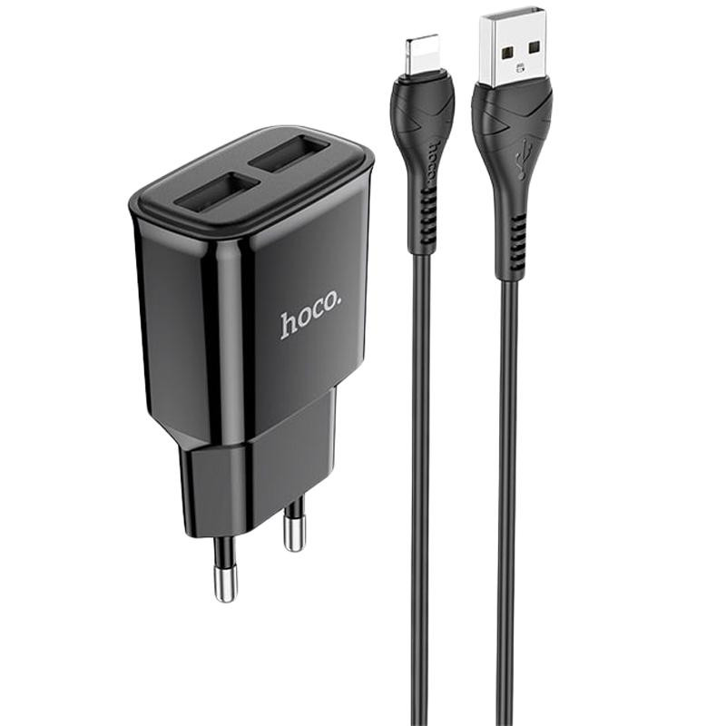 Зарядное устройство от сети Hoco C88A 2USB + кабель USB/Lightning 2.4A