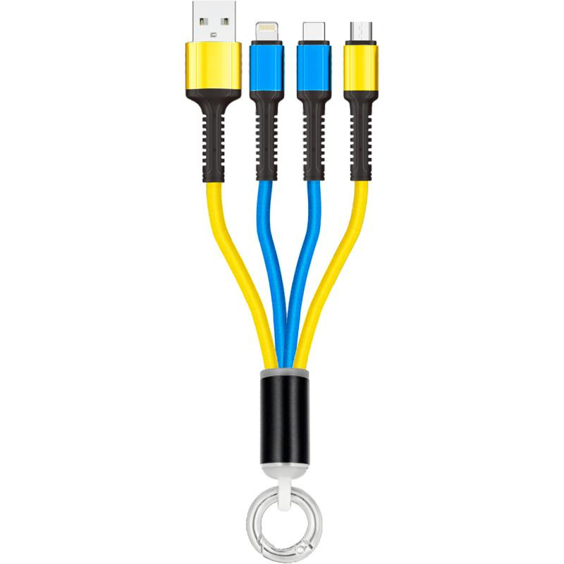 Провід USB Lightning / Type-C / Micro USB 15 см Hybrid GP-UC130 3 в 1