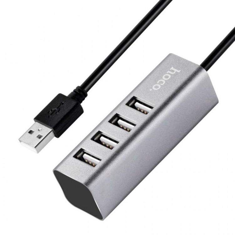 Хаб (адаптер) USB-HUB HOCO HB1 4 USB Серый