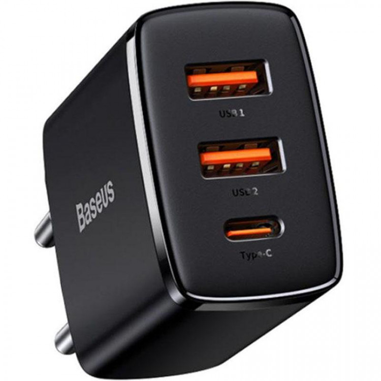 Сетевое зарядное устройство 2USB + Type-C Baseus Compact 30W