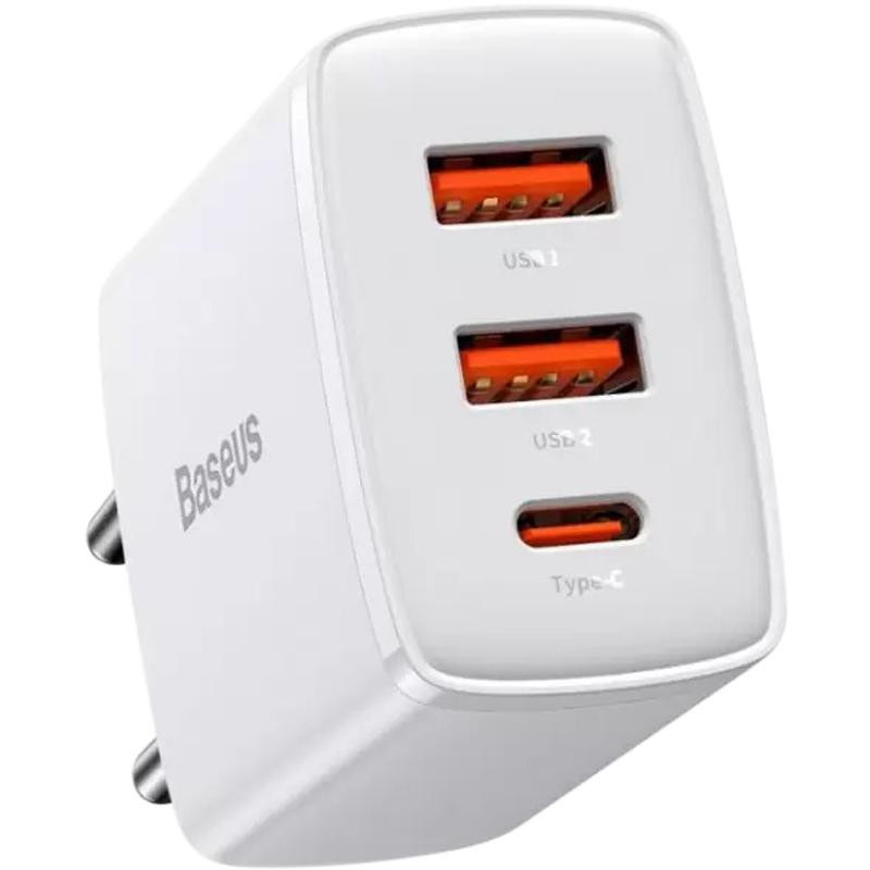 Сетевое зарядное устройство 2USB + Type-C Baseus Compact 30W