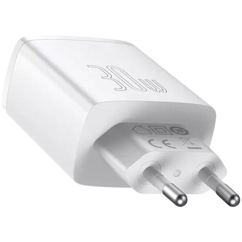 Сетевое зарядное устройство 2USB + Type-C Baseus Compact 30W