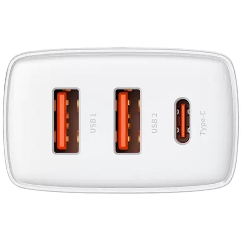 Сетевое зарядное устройство 2USB + Type-C Baseus Compact 30W