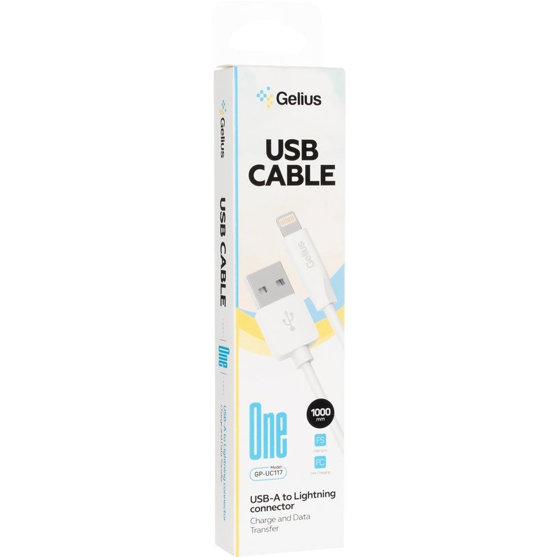 Провід USB-A to Lightning Gelius One GP-UC117 1м (12 Ват)